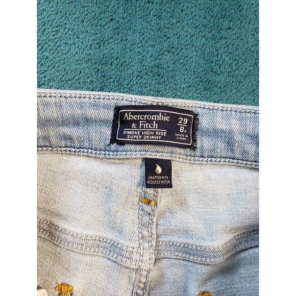 Abercrombie & Fitch Jeans Sz 8 Womens Blue Stretch Fray Hem Simone Skinny NWT - Picture 4 of 15